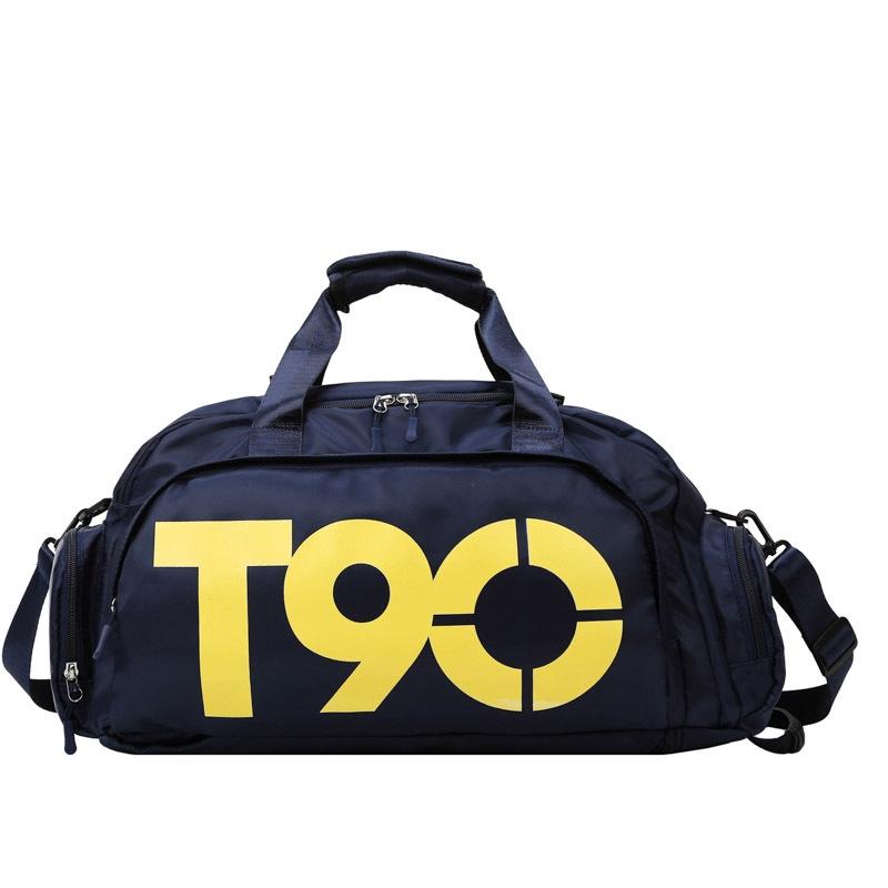 Large Capacity Sports Bag With Wet / Dry Separation - Deep Blue White