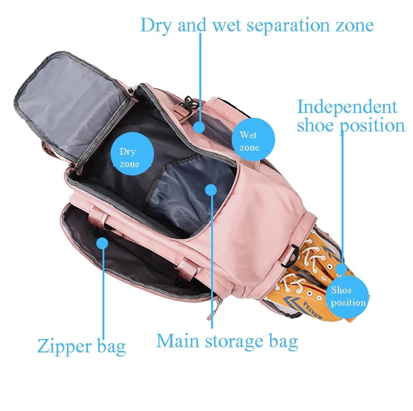 Large Capacity Sports Bag With Wet / Dry Separation - Deep Blue White