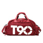 Large Capacity Sports Bag With Wet / Dry Separation - Deep Blue White