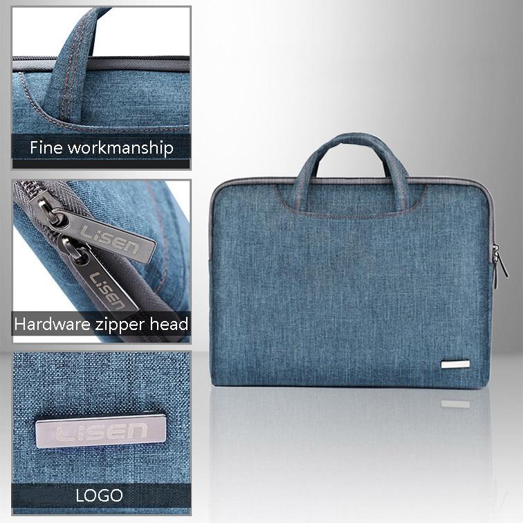 15.6 Inch Simple Business Laptop Bag With Liner - Ls-116 - Canvas Small Elephant Red
