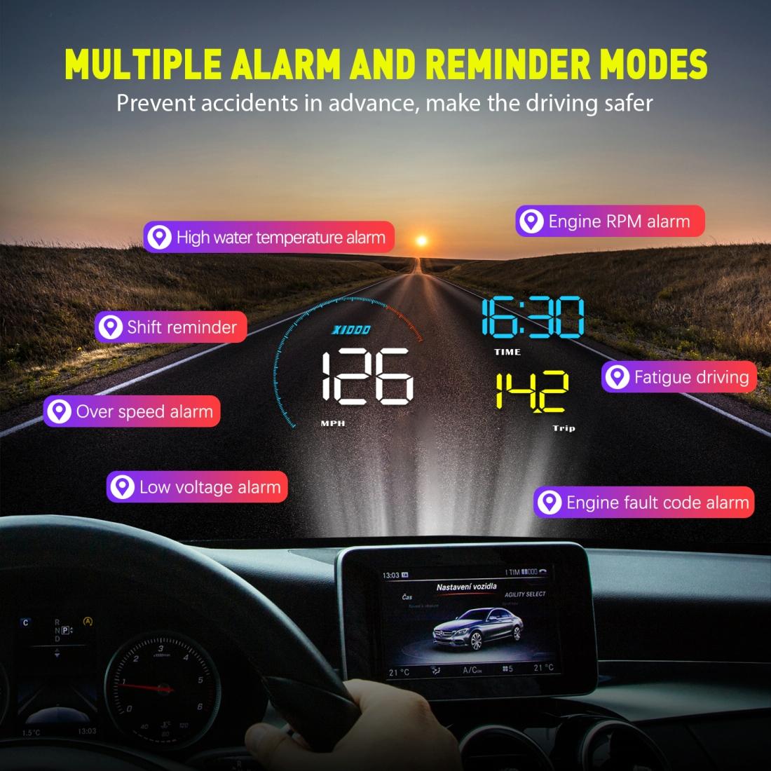 Universal Car Obd2 Hud 5.5 Inch Display Blue