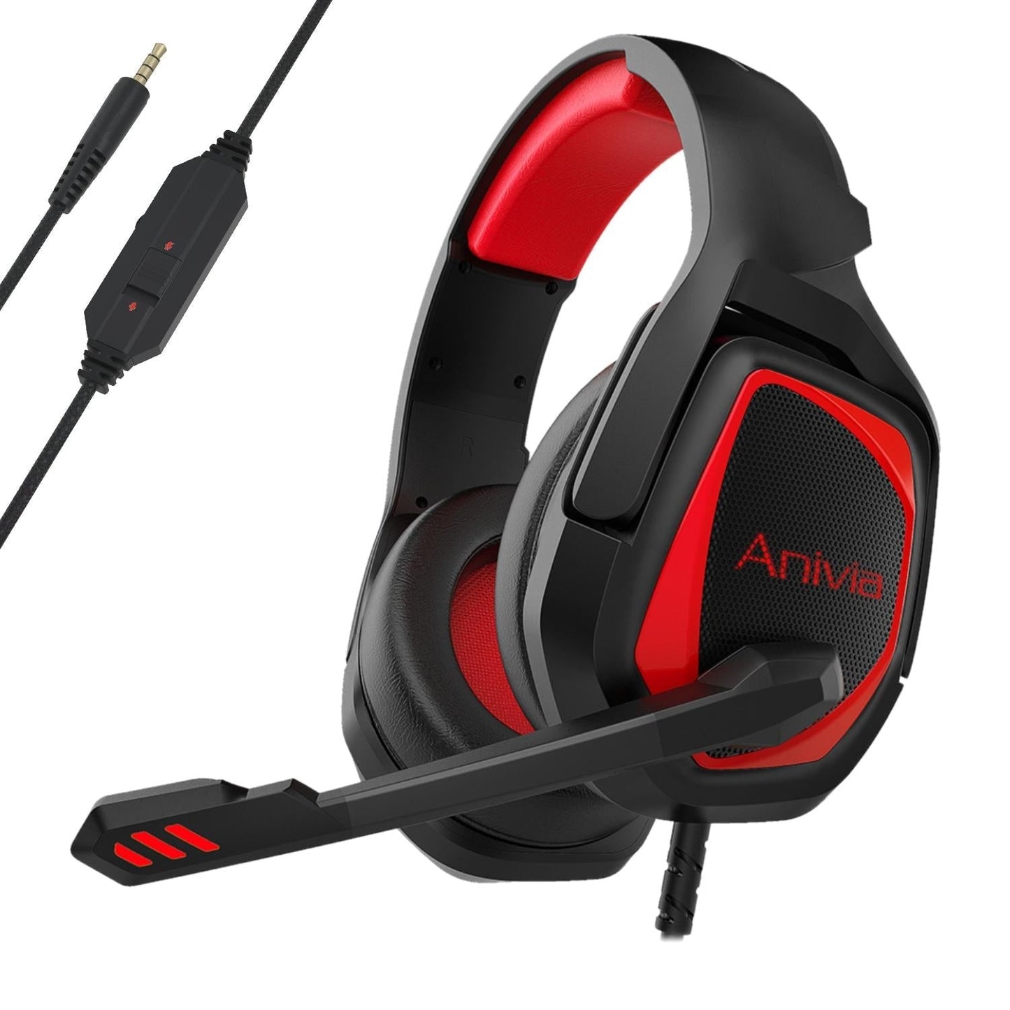 Retractable Mic Gaming Headset 3.5Mm Plug 2.2M Cable - Black Purple