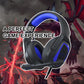 Retractable Mic Gaming Headset 3.5Mm Plug 2.2M Cable - Black Purple