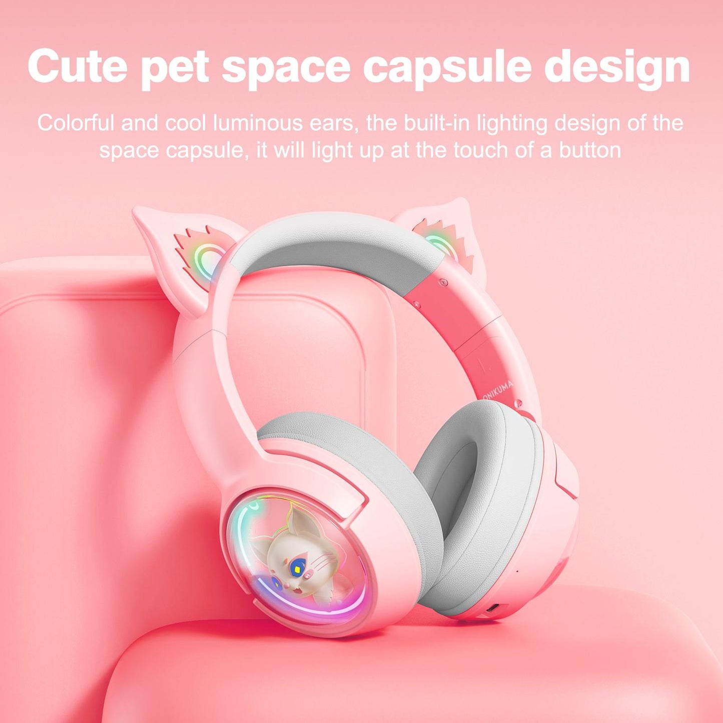 Wireless Cat Ear Bluetooth Headset Usb-C - Beige