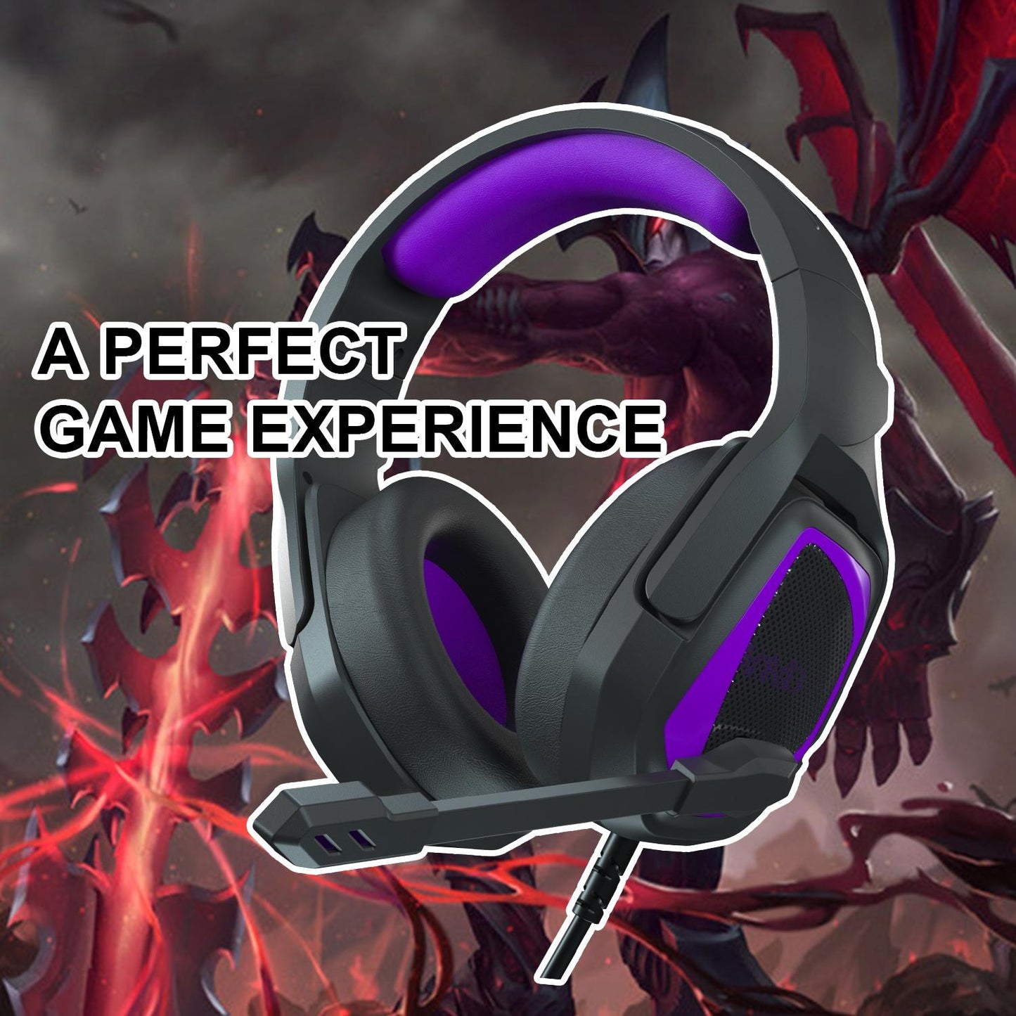 Retractable Mic Gaming Headset 3.5Mm Plug 2.2M Cable - Black Red