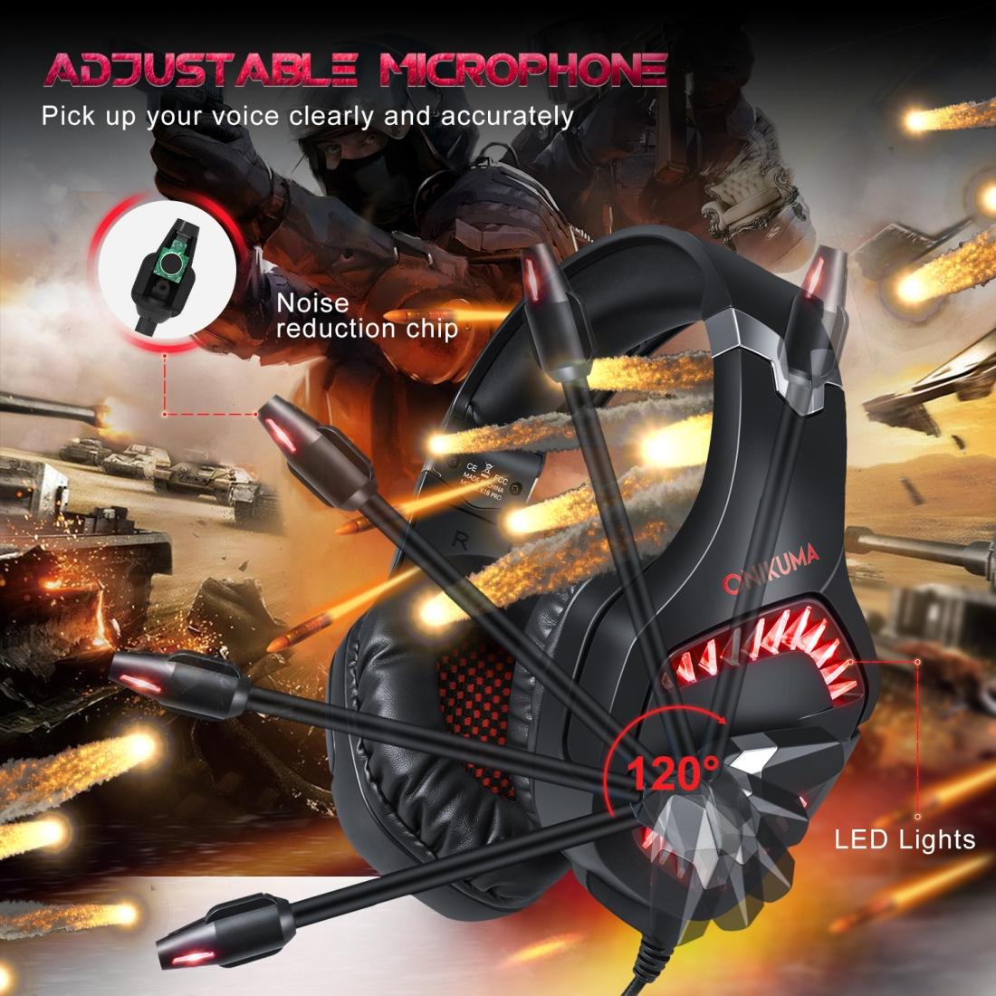 Surround Gaming Headset With Mic & Led - Black Red