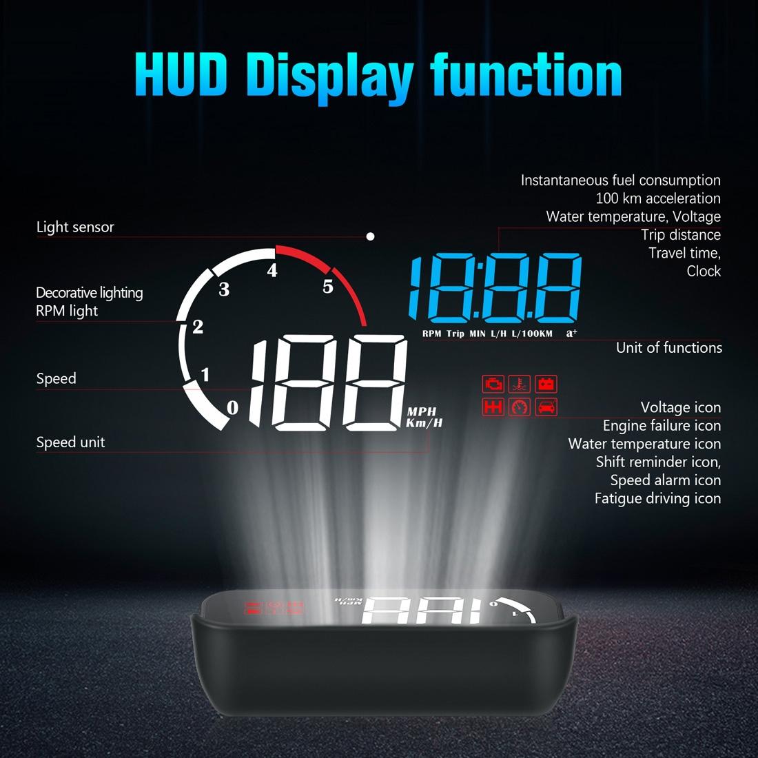 Universal Car Obd2 Hud 3.5 Inch Vehicle Head Up Display - Yellow