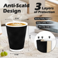 500x Triple Wall Coffee Cups (12oz) Disposable Takeaway BPA Free Paper Bulk in Black