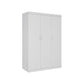 3 Door White Wardrobe – White Handles, Hanging Rail & Shelves
