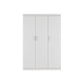 3 Door White Wardrobe – White Handles, Hanging Rail & Shelves