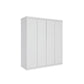 4 Door White Wardrobe Cabinet – Hanging Rail, Shelves & White Handles