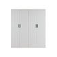 4 Door White Wardrobe Cabinet – Hanging Rail, Shelves & Black Handles