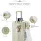 Smart Carry-On Luggage with Cup Holder & USB Charging Port - Yellow Color Spinner Suitcase for Travel Convenience  20 inch