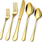 Gold 410 Stainless Steel Cutlery Set - Western Steak Knife, Fork & Spoon Set, 6 Set/30-Piece Dinnerware Set