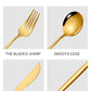 Black Color Premium 24-Piece Stainless Steel Cutlery Set - Elegant Golden Steak Knife, Fork, and Spoon Set in Luxury Gift Box