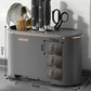 Black All-in-One Kitchen Knife and Utensil Holder - Multi-Functional Organizer with Storage Drawers