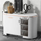 White All-in-One Kitchen Knife and Utensil Holder - Multi-Functional Organizer with Storage Drawers