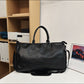 Black Solid Color Unisex Large Capacity Fitness Bag – Leather Sports Bag, Crossbody Travel Bag, Gym and Luggage Handbag