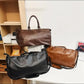 Black Solid Color Unisex Large Capacity Fitness Bag – Leather Sports Bag, Crossbody Travel Bag, Gym and Luggage Handbag