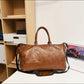 Brown Solid Color Unisex Large Capacity Fitness Bag - Leather Sports Bag, Crossbody Travel Bag, Gym and Luggage Handbag