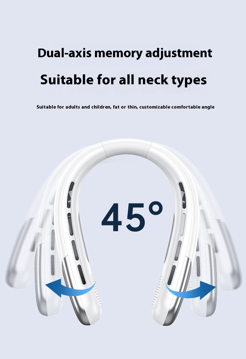 Wearable Neck Fan 2400mAh Digital Display Rechargeable – Blue