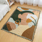 Boho Abstract Woven Blanket – 180x130cm Decorative Throw with Tassel Edges
