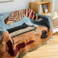 Safari-Inspired Woven Blanket - 160x130cm Artistic Tapestry Throw with Tassel Edges