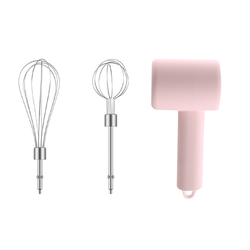 Portable Electric Egg Beater 3-Speed Dual Whisk USB-C Rechargeable – Pink