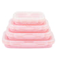 Pink Collapsible Silicone Bento Box Set – 4-Piece Food-Grade Microwave & Freezer Safe Lunch Box Set