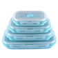 Blue Collapsible Silicone Bento Box Set - 4-Piece Food-Grade Microwave & Freezer Safe Lunch Box Set