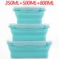3-piece Set Blue Collapsible Silicone Food Storage Containers Set - 350ML, 500ML, 800ML | BPA-Free, Microwave, Dishwasher & Freezer Safe | Foldable & Portable Bento Boxes for Travel & Outdoor