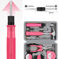 13-Piece Pink Household Tool Set, Complete Home Repair Kit with Tape Measure, Screwdrivers, Hammer, and Pliers