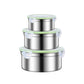 Green 3-Piece 304 Stainless Steel Food Storage Set with Leak-Proof Lids - Round Design for Fridge and Meal Prep