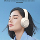 Beige Wireless Headphones - 400mAh, 16H Playtime, SD Card & Aux Support