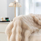 Light Blue 130*160cm Plush Toscana Rabbit Hair Throw Blanket - Soft Flannel Fleece for All Seasons, Perfect for Couch & Bed