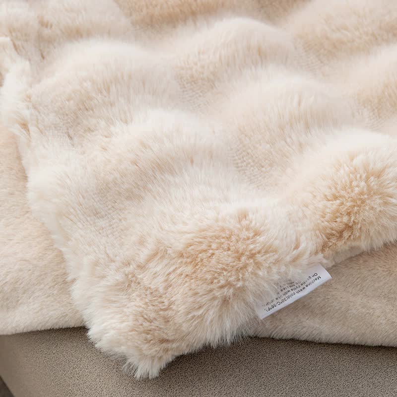 Light Blue 130*160cm Plush Toscana Rabbit Hair Throw Blanket - Soft Flannel Fleece for All Seasons, Perfect for Couch & Bed
