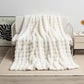 Beige 130*160cm Plush Toscana Rabbit Hair Throw Blanket - Soft Flannel Fleece for All Seasons, Perfect for Couch & Bed