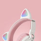 Adorable Cat Ear Wireless Headphones - Bluetooth 5.0, Foldable Design, Glowing RGB LED Lights - Cute Purple Headset