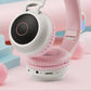 Adorable Cat Ear Wireless Headphones - Bluetooth 5.0, Foldable Design, Glowing RGB LED Lights - Cute Dark Blue Headset