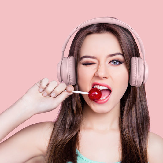 Pink Bunny  Wireless Headphones - Glowing Logo, Bluetooth 5.0, 85dB Volume Limit Mode