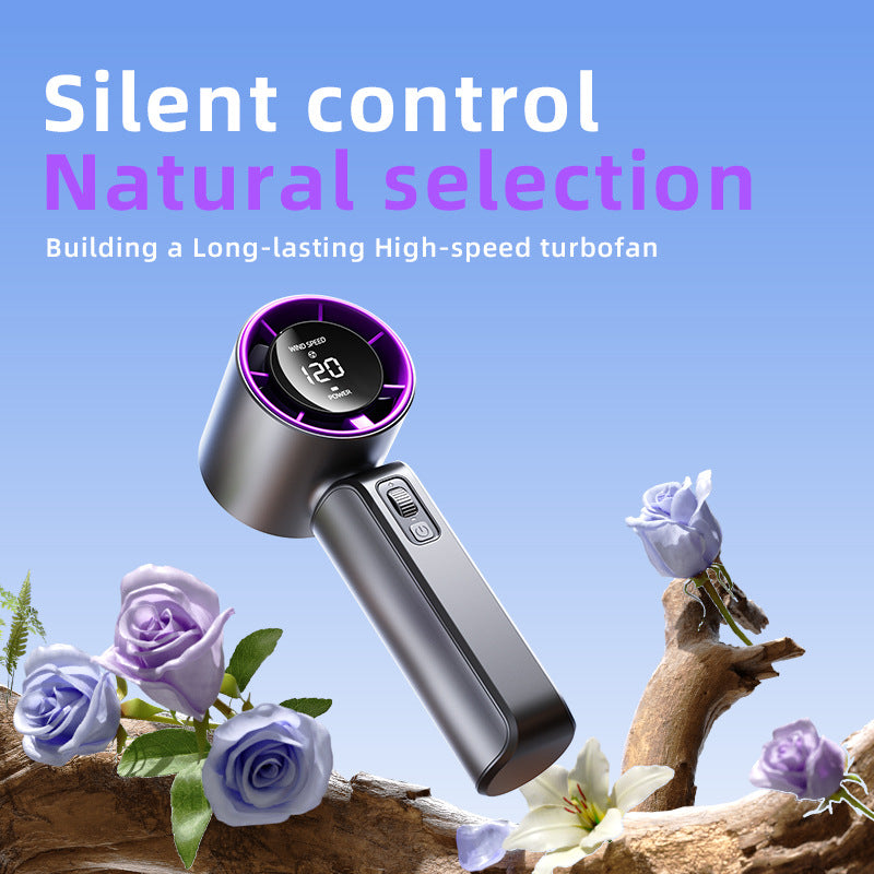 Handheld Fan 120-Speed Display USB Rechargeable – Purple