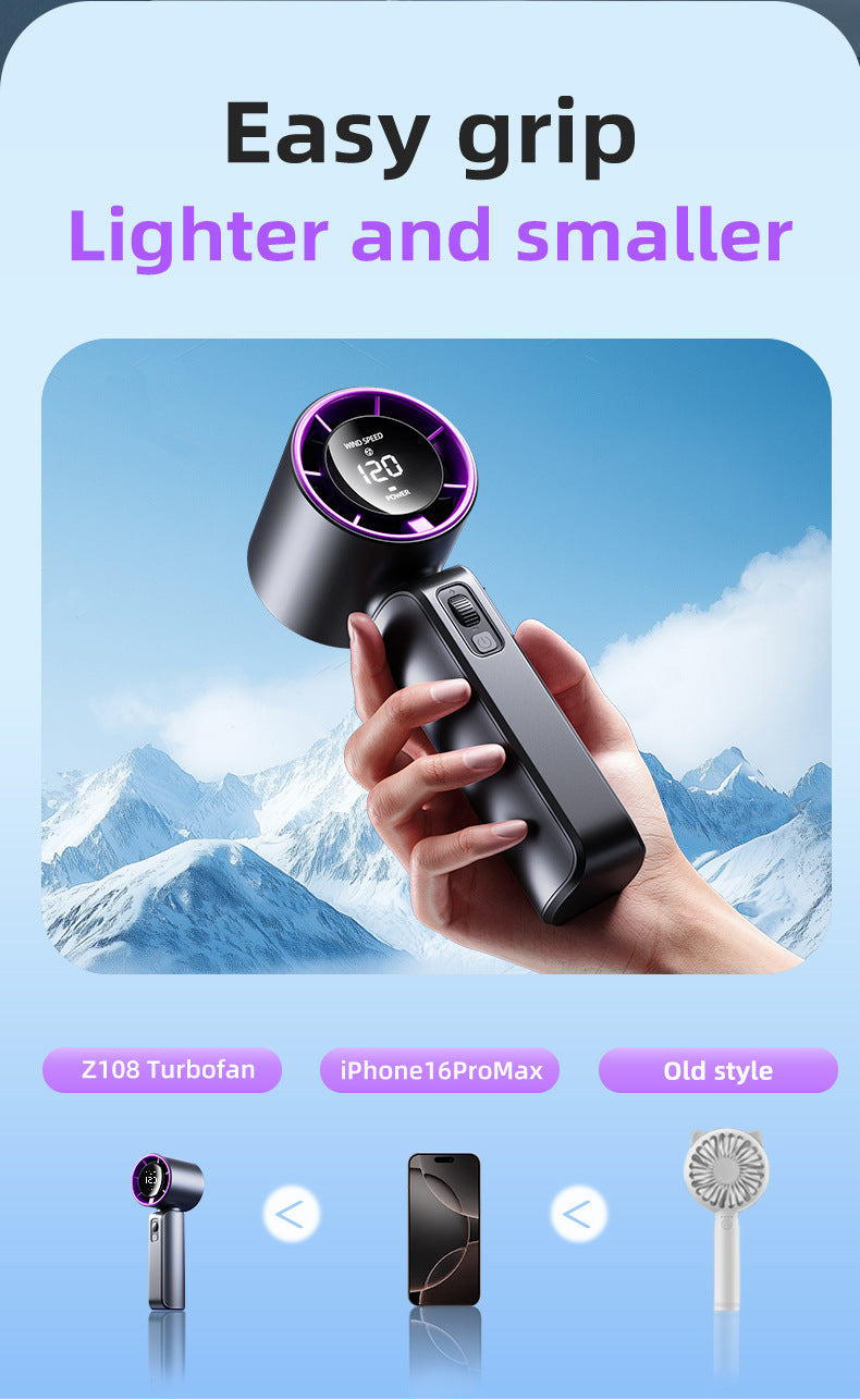 Handheld Fan 120-Speed Display USB Rechargeable – Purple