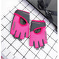 L Rose Red 2-PCS Women's Half-Finger Fitness Gloves - Anti-Slip Breathable Gloves for Yoga, Spin Bike, and Weight Training