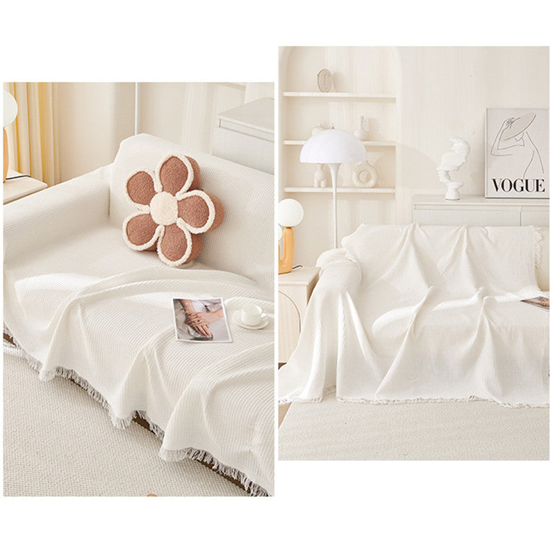 180*180CM Beige Premium Polyester Sofa Throw Blanket, 180x180 cm, Multi-Seasonal Use, Sofa Protector