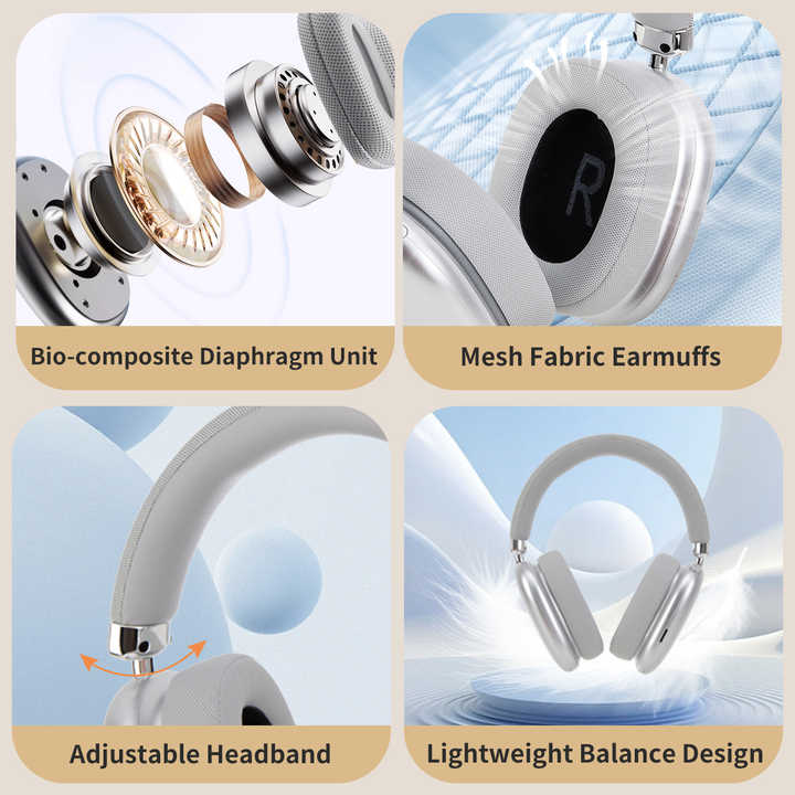 Pink Wireless Over-Ear Headphones - Bluetooth 5.3, Knob Control