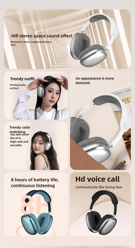 Black Immersive 3D Audio Headphones - Wireless Over-Ear Comfort, Type-C Charging