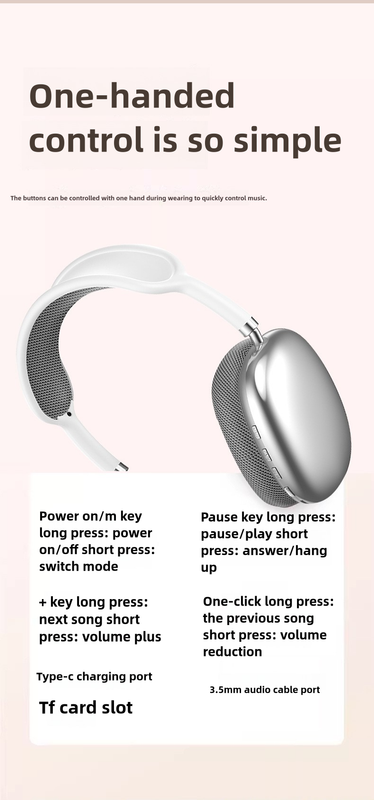 Black Immersive 3D Audio Headphones - Wireless Over-Ear Comfort, Type-C Charging