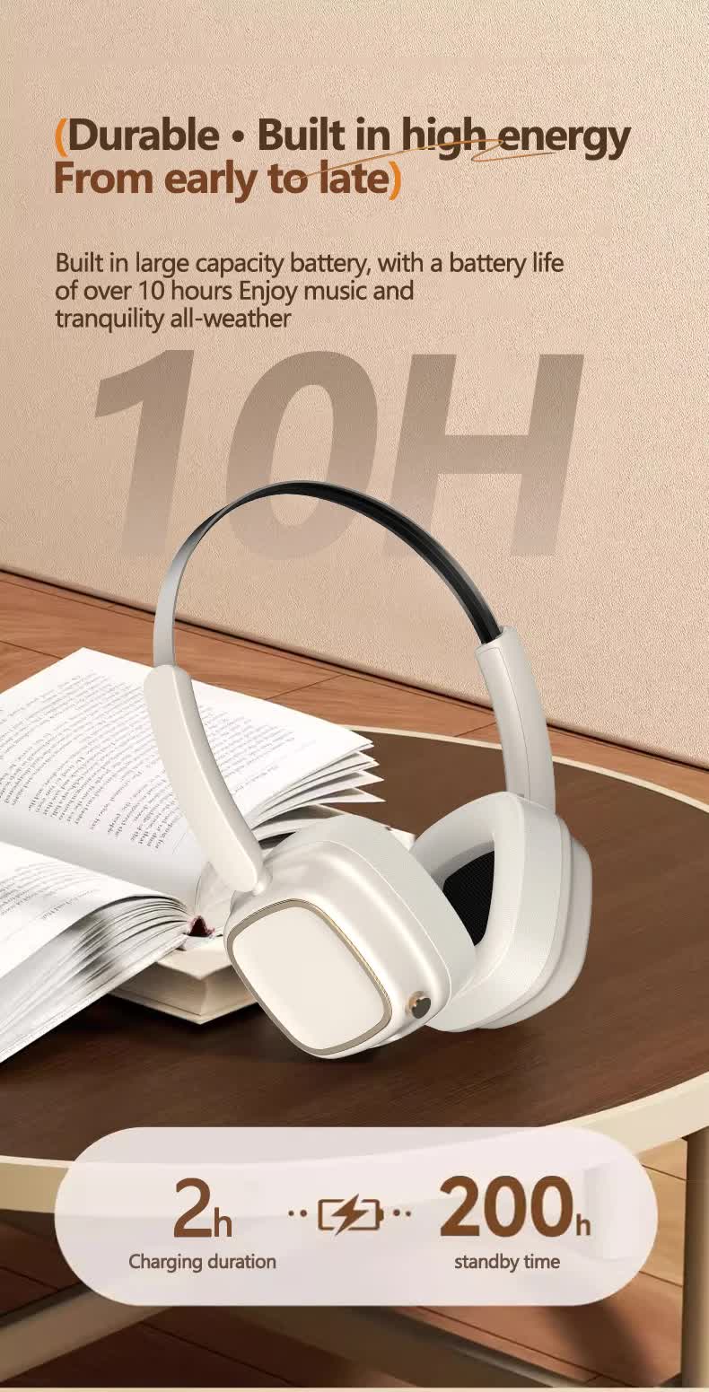 Black Compact Retro Headphones - Wireless Bluetooth, Deep Bass, Immersive Sound