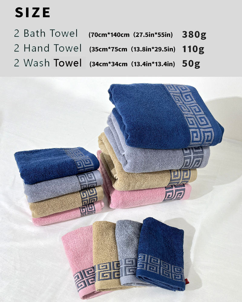 Khaki Luxury Cotton Towel Set - 6-Piece Highly Absorbent Bath & Hand Towels