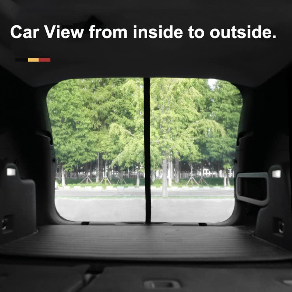 Size M Black Magnetic Car Window Sun Shade Screens & SUV Tailgate Mosquito Net Set - Breathable Bug Protection